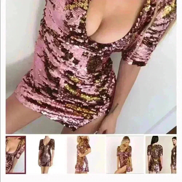 New Stunning Sequence Dress Gold/Pink Size S New W/Tags - Picture 1 of 8